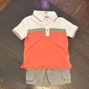 Kids Polo Shirt in Orange and White